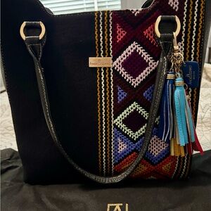 Angel Lozano Black Leather and Embroidered Tote with Dustbag.